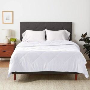 AMAZON BASICS 양면 경량 극세사 사계절용 담요, /퀸, 이불 풀 화이트