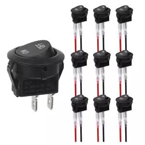 ZHWXFW 10개 SPST 원형 로커 스위치 12V 2핀 20mm 미니 서클 ON 오프 토글 스냅 디자인의 자동차 보트
