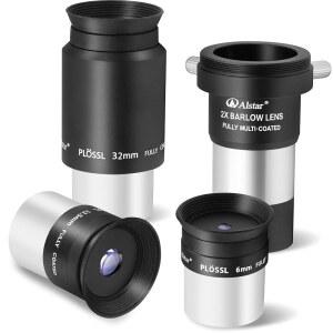 알스타 망원경 액세서리 키트 1.25인치, 6MM 12.5MM 32MM 플로스 아이피스 렌즈 2X 포함, T2 카메라 커넥팅 엔드, 표준 필터 나사산이 있는 FMC 포함