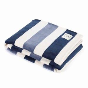 NAUTICA - 담요, 침대 또는 소파용 플러시 어닝 플란넬 마이크로 플리스 스트라이프 블루, 152.4CM(50 내내 편안함을 위한 년 일 X 경량 소프트 127 울트라 60인치))