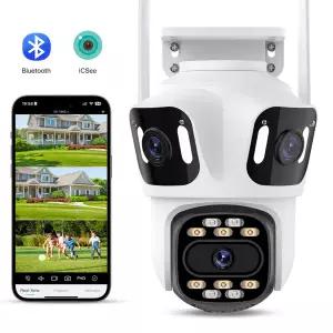 3개의 렌즈 PTZ IP 카메라 야외 HD 3개의 화면 WiFi 보안 카메라 자동 추적 듀얼 렌 무선 CCTV iCsee