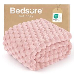 BEDSURE 소파용 핑크 담요 - 350GSM 버블 플리스 부드럽고 127 홈 푹신한 룸 귀여운 152.4CM(50 선물, 60인치) X 여성 데코용, 아늑한 담요, 플러시 여아용 침대