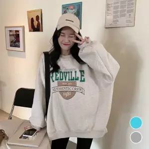 [하프클럽/]여성 맨투맨 기모 오버핏 프린팅 루즈핏 긴팔티