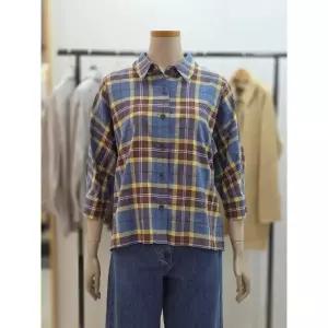 BCBG 세이브존02 체크 7부 소매 블라우스  B6B6B450