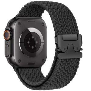 애플호환 WATCH 울트라 3/2 밴드용 땋은 솔로 루프 49MM 46MM 45MM 44MM 42MM 남성/여성 낙하산 버클 신축성 탄력 나일론 스포츠 스트랩 손목밴드 IWATCH 밴드 시리즈 11 9 8 7 6 5 4 3 SE3 / VWU