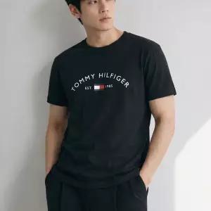[타미힐피거][무료배송] 타미힐피거  반팔티셔츠 피크 슬립 코어 플러스 크루 넥 남성 블랙 09T4569-001