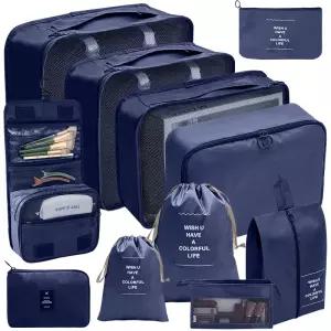 여행용 11종 세트 파우치 백인백 이너백 세면도구 캐리어 정리백 신발 워시백 출장 정리 화장품 목욕 가방