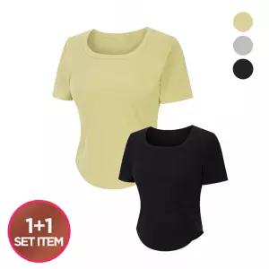 (택가158000원)[샐리] [2PACK] 절개라인슬림반팔티셔츠_I6B-CTS006SET