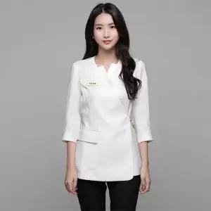 관리사가운 피부샵 마사지 작업복 미용사 7부 양생관 5XL 마사지샵 영양사 피부관리사 1991블랙반팔싱글탑