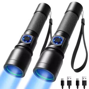 Consciot UV 손전등 블랙라이트 USB-C 충전식, 365nm LED 햇빛, 애완 동물 소변 감지, 건조한 얼룩, 빈대,