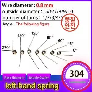 10PCS 와이어 직경 0.8mm 좌회전 스프링 좌측 토션 리턴 및 V자형 랩스1/2/3/4/5랩 304SUS