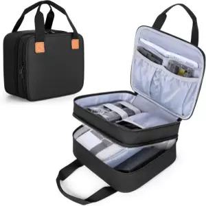 LUXJA 포토 프린터 케이스 캐논 SELPHY CP1500 / CP1300 CP1200 액세서리 포켓이 있는 가방 블랙 Black
