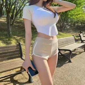 (스타일하우스)트레이닝복 츄리닝 여자 숏팬츠 허리밴딩 배색 핫팬츠