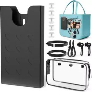 UJOYOK 8PCS 보그백 액세서리 휴대폰 홀더가 있는 홀백 정리함 컵 홀더 및 PVC 클리어 백 후크 열쇠고리 오리지널 중형 대형 기타 홀백(블랙)과 호환 가능 Black