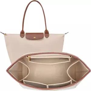 도이아푸오스 펠트 지갑 정리함 롱샴 르 플리지 S 가방 핸드백 가죽 엣지 삽입물 (베이지 스몰) Small Beige