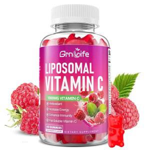 GrnLife 리포솜 C 1000mg 구미, 철, 아연 및 엘더베리 츄어블 1500mg - 면역 지지 에너지, 콜라겐 부스터, , 60개