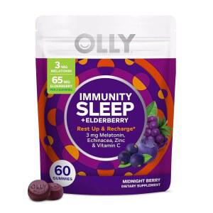 OLLY 면역 수면 젤리, 및 지원, 3mg, , 아연, C, 씹을 수 있는 보충제, 베리 - 60개