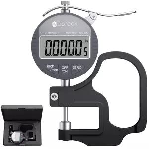 네오텍 디지털 두께 게이지 0.5인치/12.7mm LCD 디스플레이 인치/MM 변환 포함 가죽 종이 직물 필름 등을