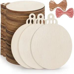 Fuyit 50PCS 4인치 나무 크리스마스 장식품 DIY 공예 파티 장식 및 홀리데이 위한 미완성 프리 드릴 조각