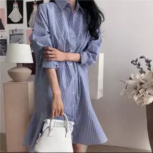 플레어 오픈원피스 셔츠원피스 롱미디 G126620_밑단프릴  [mE6771D]