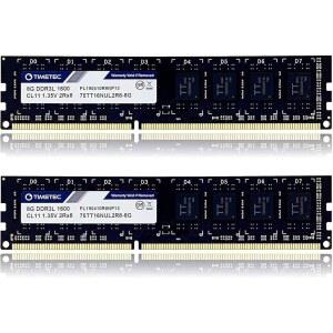 타임텍 16GB KIT(2X8GB) DDR3L / DDR3 1600MHZ (DDR3L-1600) PC3L-12800 PC3-12800 비-ECC 버퍼링 1.35V 1.5V CL11 2RX8 듀얼 랭크 240핀 UDIMM 데스크탑 PC 컴퓨터 메모리 RAM(SDRAM) 모듈 업그레이드 p12