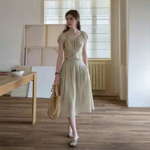 심플레트로 SR_Botanical embroidery skirt