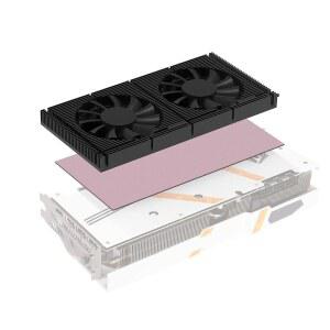 그래픽 카드 RTX 3090용 듀얼 70MM 4핀 PWM 냉각 팬과 1.2MM 7W 열 패드가 있는 GPU 백플레이트 메모리 라디에이터 알루미늄 방열판 쿨러 pCB