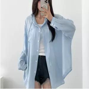 [여름 냉감] 루즈핏 전면포켓 후드남방 시스루 살안타템 3color