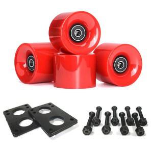 LOOEEL 70mm 롱보드 휠 80A에는 ABEC-9 베어링 및 스페이서, 스케이트보드 라이저 패드, 하드웨어 나사 볼트가 포함되어 있으며 스케이트보드에 적합합니다
