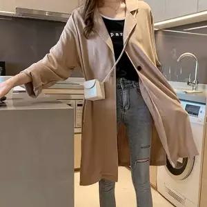 린넨 얇은 롱자켓 가을 롤업 패션 여성 가을룩 코디 여자옷쇼핑몰 (WABE8CA)