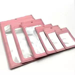 걸이형 지퍼백 핑크 (8cmX14cm) 컬러지퍼백 칼라지퍼백 타공지퍼백 (WE4D24A)