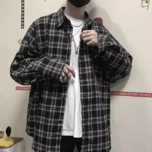 고품질 남자 가을 데이트 룩 체크 셔츠 남방 레이어드 코디 (WE79942)