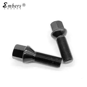 Embers 스틸 휠 블랙 볼트 M12x1.5 14x1.5 14x1.25 BMW 폭스바겐 아우디 메르세데스 벤츠 포르쉐 허브 자동