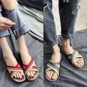 [VCH83N2M]여행 예쁜사무실슬리퍼 편한 커플 왕골 슬리퍼