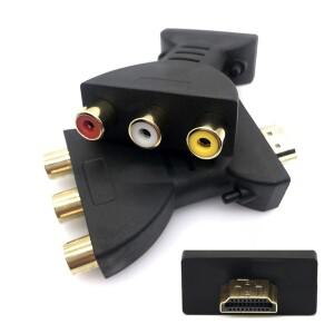 1PCS HDMI TO AV 금도금 호환 남성 3 RGB RCA 비디오 오디오 어댑터 HDTV DVD 용 구성 요소 변환기 커넥터