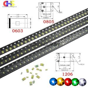 100pcs SMD 0402 0603 0805 1206 빨간색 파란색 녹색 흰색 오렌지 핑크  투명 발광 LED 칩 표면 실장 다이