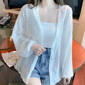 가디건 여름 여성 썸머 시스루 레이스 오버핏