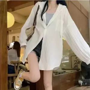 셔츠 남방 여름 후드 여성 긴팔 롱 캐주얼 데일리