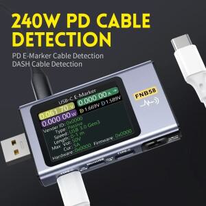 FNIRSI 새로운 FNB58 USB 테스터 전압계 TYPE-C 고속 충전 감지 트리거 용량 측정