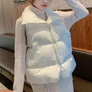 여자패딩조끼 경량패딩조끼 오버핏 밑단스트링 하이넥패딩조끼 여자