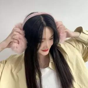 TBZ 왕방울 털 접이식 핑크 보온귀마개 등산귀마개 귀도리