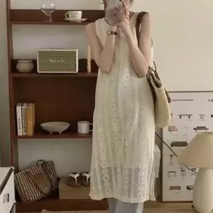 자수원피스 민소매 레이스 나시 원피스