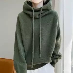겨울 니트 후드 스웨터 루즈핏 솔리드 터틀넥 목폴라 니트티
