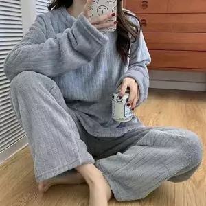 겨울 기모 상하의 세트 수면 러블리 파자마 잠옷