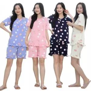여성 반팔 냉감 아이스 프릴 잠옷 쿨 복숭아 실내복 파자마 주니어