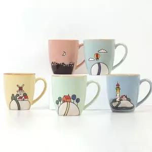 네덜란드 페인팅 머그컵 5P 세트 커피컵 카페 머그 찻잔 도자기컵 (WD9FA60)