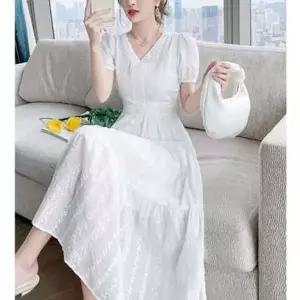 화이트 원피스 롱 의류 소매펀칭 16 펀칭 BLJ-WD648BA__