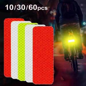 10~60pcs 자전거 반사 스티커 보안 30x80mm 경고 스트립 자동차 바이크 오토바이 야간 안전 마크 림 프레임