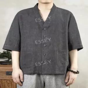 여름 어르신 개량 의상 남자 법복 생활 린넨