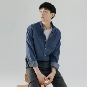 키밍 가을 남성 긴팔 데님 셔츠 청남방
